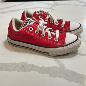 No Tie Red Converse All Star Shoes Kids Size 13